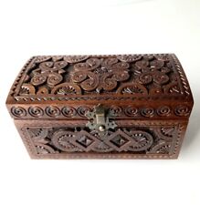 Vintage Handmade decorative walnut wood carving jewelry box, jewelry organizer picture