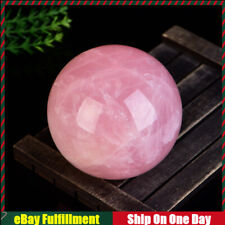70mm Large Natural Pink Rose Quartz Crystal Sphere Ball Healing Reiki + Stand US picture