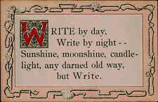 Postcard WRITE by day, Write by night - - Sunshine, moonshine, cand picture