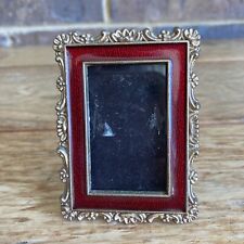 Brass Miniature Red Enamel Ornamental Photo Frame With Self-stand picture