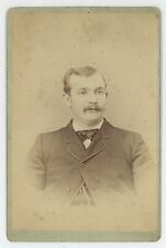 Antique Circa 1880s Cabinet Card Handsome Man With Mustache Wells Superior, NB picture