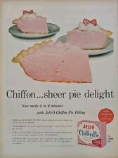 1958  Vintage Jello print ad Chiffon Pie Dessert, Pink Strawberry Flavor  picture