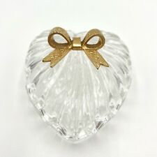 Vintage RCR Royal Crystal Rock Italy Heart Trinket Box  Gold Bow Jewelry picture