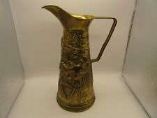 Vintage Peerage Brass Embossed Pub Scene Pitcher Made In England picture