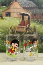 VTG 90's ANIME Chibi Maruko-chan 2 Cup Glass, Period, Showa Retro Momoko Sakura picture