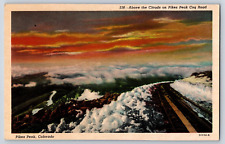 Above the Clouds on Pikes Peak Manitou Cog Road Railroad Tracks Postcard picture