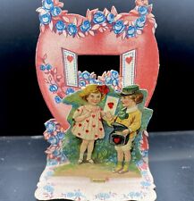 Vintage Valentine Pop-Out Boy Girl 1923 Greeting Card Die Cut 4x3 picture