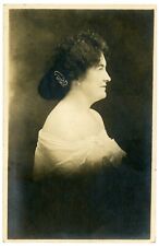 RPPC - Unique Vignetted Profile Pose of a Lady, Dark Background - C. 1910 picture