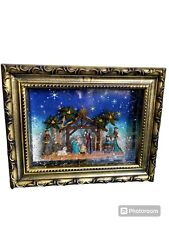 Cracker Barrel Nativity Glitter Globe Frame Manger Scene Light Water Jets In Box picture