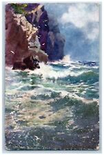 c1910 Sea Waves Cornish Cliffs Penwith England Oilette Tuck Art Postcard picture