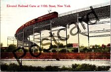 1913 NEW YORK CITY, Elevated Railroad Curve at 110th St, postcard jj111 picture