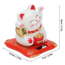 (White)Wealth Welcoming Cat Solar Powered Cute Lucky Cat With Waving Arm For AOS picture
