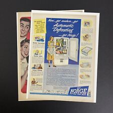 Vintage 1947 1953 Refrigerator Freezer Print Ad Lot of 2 Norge Amana picture