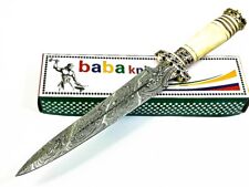BABA KNIVES CUSTOM HAND MADE DAMASCUS STEEL HUNTING DAGGER KNIFE HANDLE BONE picture