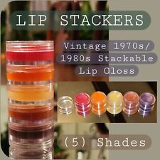 Vintage Rare 1970s to 1980s LIP STACKERS / Stackable Lip Gloss Pots 5 Shades VGC picture