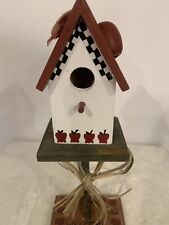 Vntg Wooden Birdhouse Handmade Mini School House Style 9” Tall Unique See Photos picture