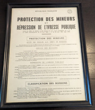 Vintage French Poster - Protection Des Mineurs Notice - FRAMED - 12.5