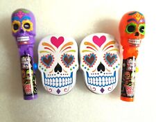 4x Day of the Dead Sugar Skull Design Candy Tin  and pop up lollipop gift toy picture