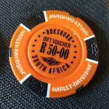 HD OF GOLD RAND ~ SOUTH AFRICA (Orange/Black) International Harley Poker Chip   picture