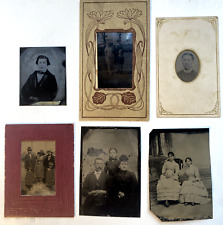 Lot 6 Antique Tintype Men, Women Families Photo Photograph picture