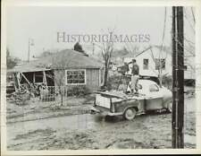 1955 Press Photo NBC-TV Mobile Unit During Flood in Yuba City, California picture