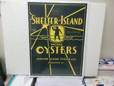 LARGE  = SHELTER ISLAND OYSTER CAN ADVERTISING SIGN  = MINT CONDITION picture