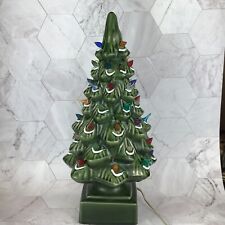 Vintage 1960’s Lighted Ceramic 17” Christmas Tree 2 Pcs  All Bulbs Plus 4 Extra picture