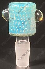 14mm Male Green Bubble Glass w Blue Fume Funnel Bowl Slide | COME WATCH VIDEO picture