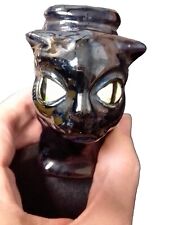 Vintage As-is Black Cat Planter Halloween Decor Decoration Spooky Horror Chipped picture
