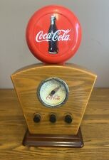 Vintage Coca-Cola AM/FM Radio Wood Base with Light Up Red Disc and Dial picture