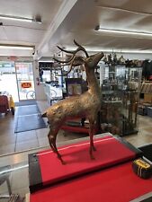 Vintage Large 8.70-Lb Mid Century Brass Spotted Buck / Deer Statue Huge 22
