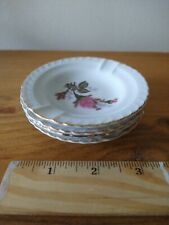 (4) Vintage Moss Rose Small China Round Ashtray With Gold Trim Made in Japan picture