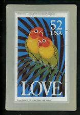 Novelty stamp PUZZLE postcard Scott #2537 Fischer's Love Birds Parrot Palm 1991 picture