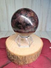 Arfvedsonite with Garnet Crystal Sphere 5.5cm 317g + Stand Healing Gift Rare Orb picture