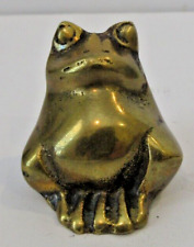 VINTAGE Solid Brass Relaxing Frog Figurine Sculpture Paperweight - MCM 2