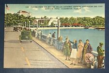 Postcard Clearwater Florida Fishing from Causeway Pier Auditorium Hotel c1940s picture