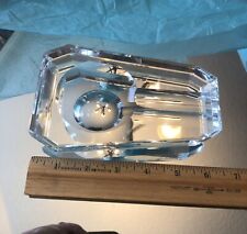 Heavy Crystal Glass Cigar Ashtray Coffin Shaped Smoking Classic Lines picture