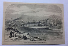 1877 magazine engraving - FIRST CLASS DAHABEAH Nile Egypt ship picture
