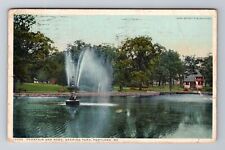 Portland ME-Maine, Deering Park Fountain & Pond, Antique Vintage Postcard picture