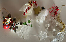 Misc. Lot of Vintage Christmas Ornaments Mouse/Bear, Angels, Glass Bell & More picture