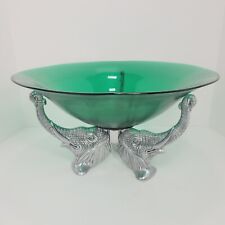 Arthur Court Vintage Elephant Stand AlumInum Signed Italy w/ Original Green Bowl picture