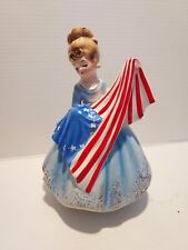Vintage Josef Originals Betsy Ross Girl With Flag Figurine Rotating Musical picture