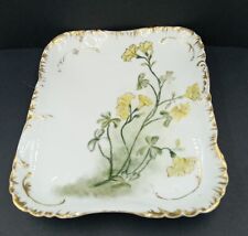 Vintage Limoges French Vanity , Dresser Tray Yellow  Spring Flowers 9.5