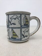 Vintage coffee mug tea cup Otagiri Style Japan Sailboat Clouds & Seagulls picture