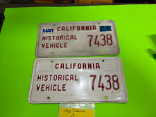 Pair of Vintage CALIFORNIA HISTORICAL VEHICLE  License Plates 7438 picture