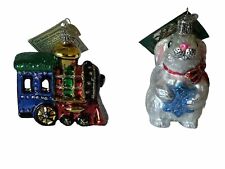 Merck 2001 Old World Christmas Locomotive & Snowflake Bunny Ornaments picture