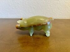 Genuine Polished Hand Carved Green Onyx Stone Pig Figurine picture