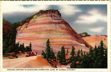 Zion Mt. Carmel Highway  Utah Sandstone Formations Vintage Postcard  picture