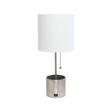 Simple Designs Table Lamp Brushed Nickel/White (LT1085-BSN) picture