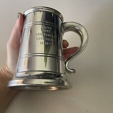 vintage 1970s Colonial Pewter silver tankard Mug Beer Stein Has Inscription picture